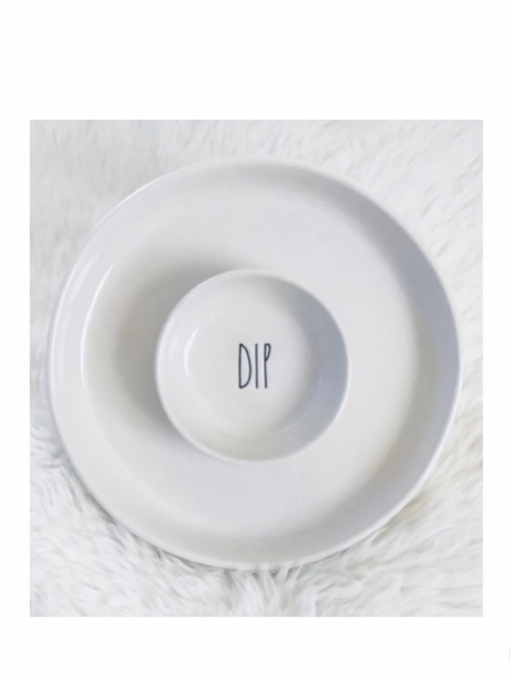 NEW Rae Dunn Ceramic Chip & Dip Serving Dish Plate 10” Diameter Platter